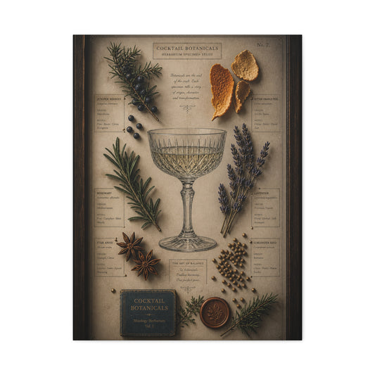 Cocktail Botanical Herbarium Study Wall Art & Canvas Print