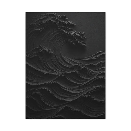 Dark Textured Wave Monochrome Statement Wall Art & Canvas Print