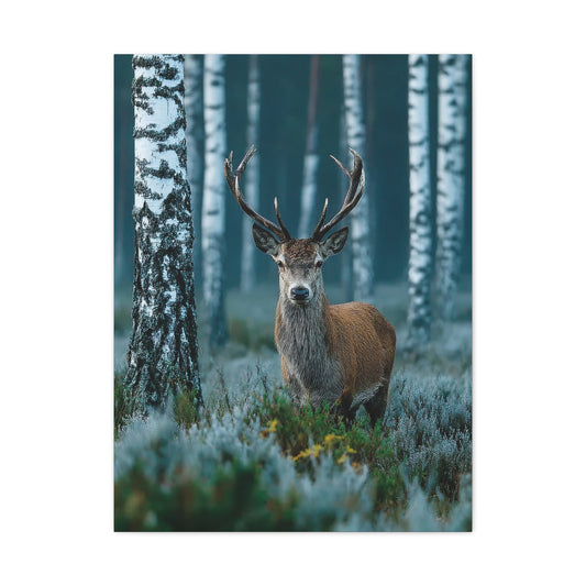 Scandinavian Woodland Stag Portrait Wall Art & Canvas Print