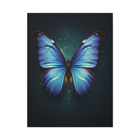 Luminous Sapphire Butterfly Portrait Wall Art & Canvas Prints