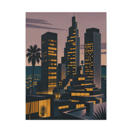 Retro Modern Skyline Dusk Wall Art & Canvas Print