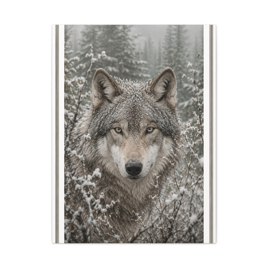 Snow Forest Gray Wolf Framed Portrait Wall Art & Canvas Print