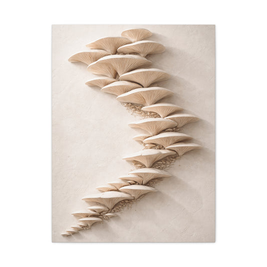 Minimalist Sculptural Oyster Mushroom Cascade Wall Art & Canvas Print
