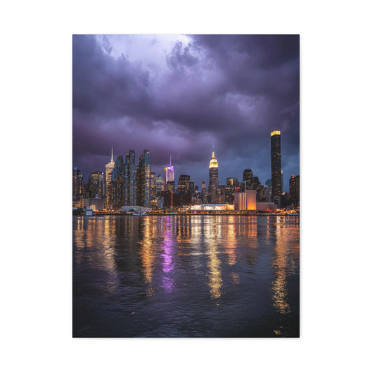 New York Skyline Rainstorm Reflections Wall Art & Canvas Print