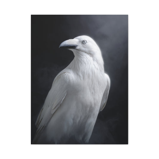 Elegant White Raven Portrait Wall Art & Canvas Print