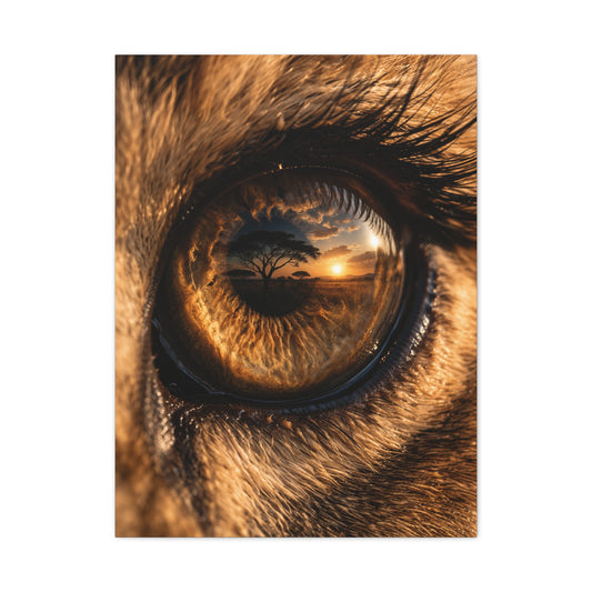 Lion Eye Reflection Macro Wall Art & Canvas Print