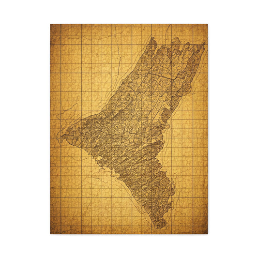 Sepia Gridland Treasure Chart Wall Art & Canvas Prints