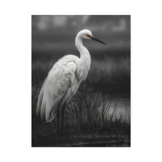 Light Grey Crane Mist Portrait Wall Art & Canvas Print