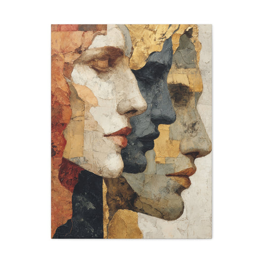 Multi Profile Textured Faces Composition Wall Art & Canvas Print