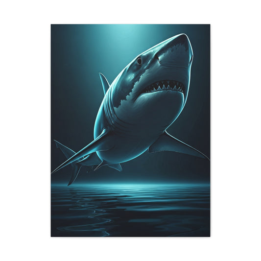 Great White Shark in Deep Blue Waters Wall Art & Canvas Prints
