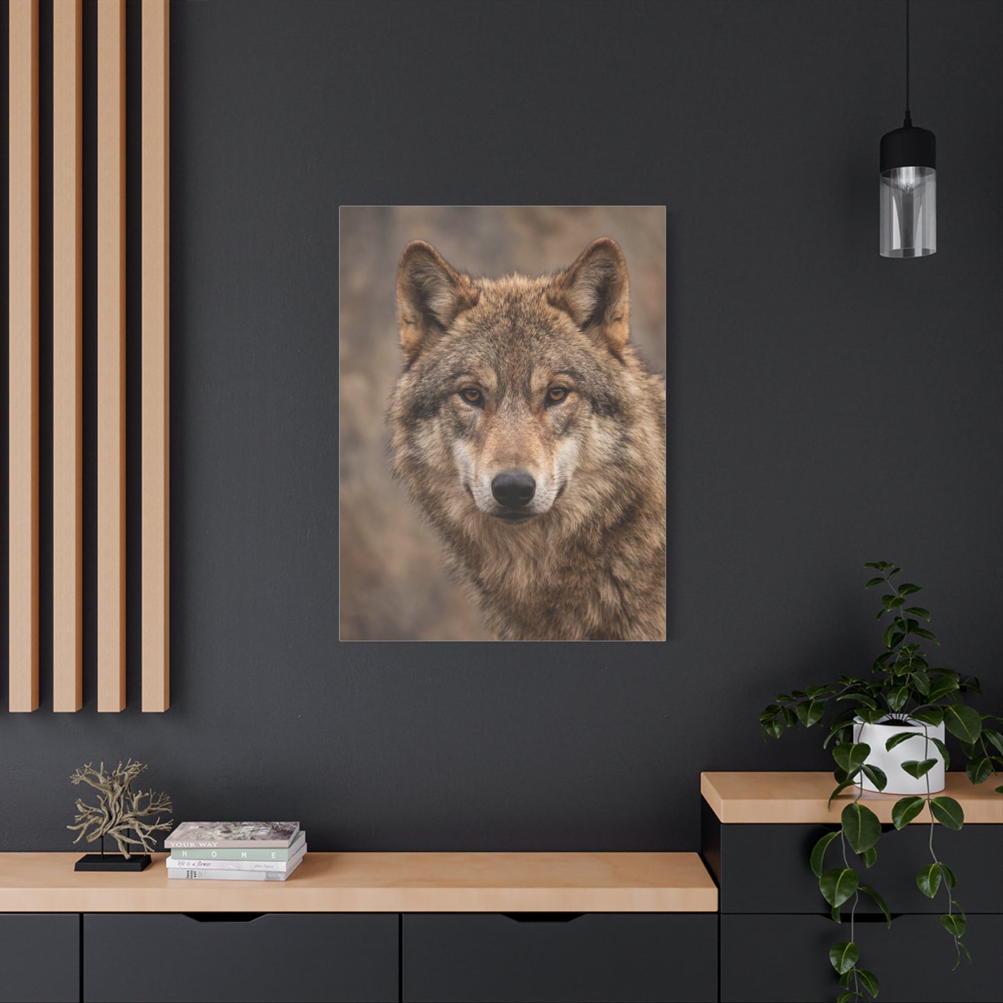 Natural Gray Wolf Close Portrait Wall Art & Canvas Print