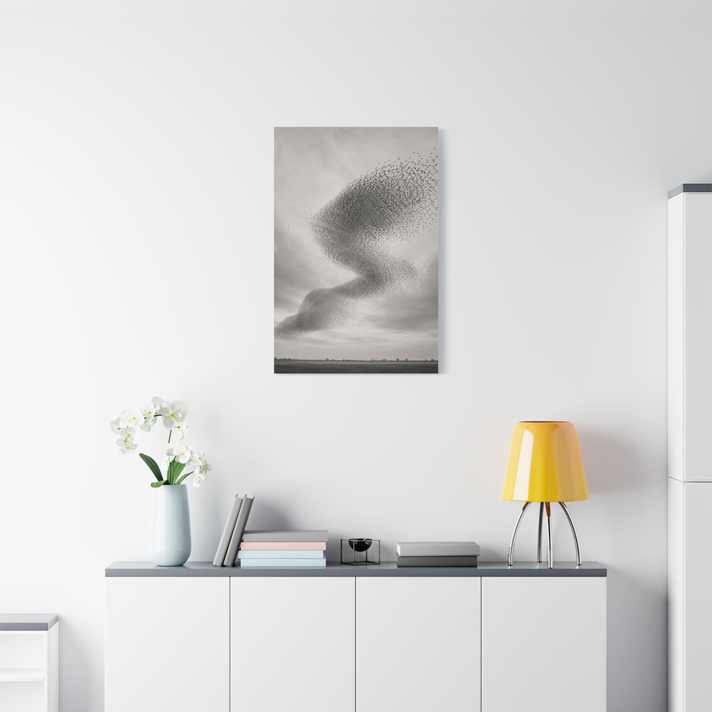 Murmuration Love Formation Monochrome Wall Art & Canvas Print