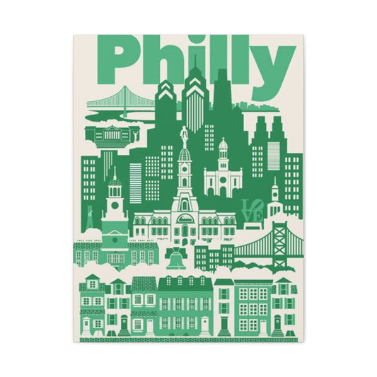 Green Philadelphia Poster Wall Art & Canvas Prints