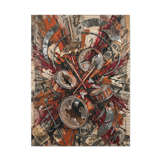 Industrial Drum Explosion Collage Wall Art & Canvas Print