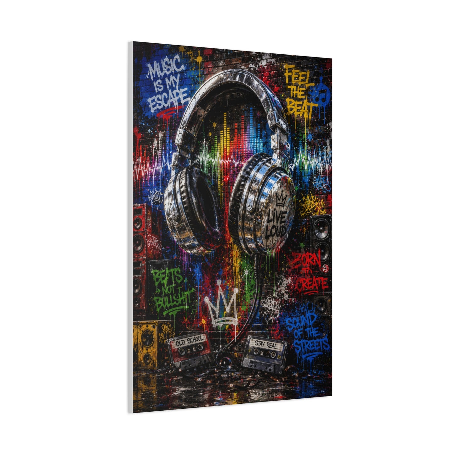 Graffiti Headphones Music Street Wall Art & Canvas Print