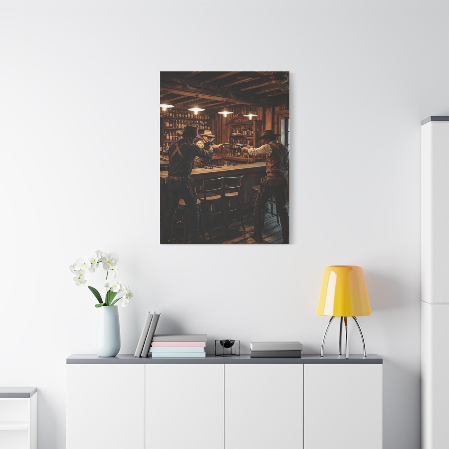 Wild West Saloon Gunfight Wall Art & Canvas Print