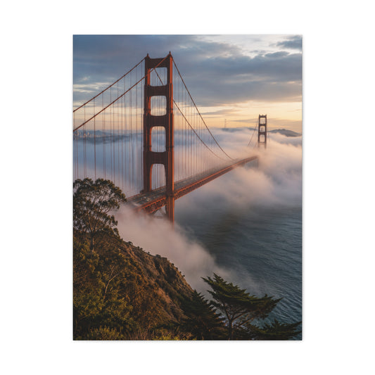 Golden Gate Bridge Through Morning Fog Wall Art & Canvas Print