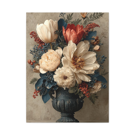 Scandinavian Folk Floral Urn Wall Art & Canvas Print