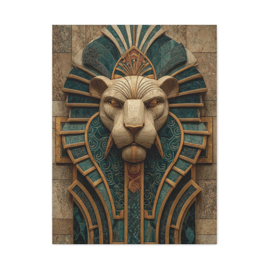 Art Deco Lion Architectural Relief Wall Art & Canvas Print