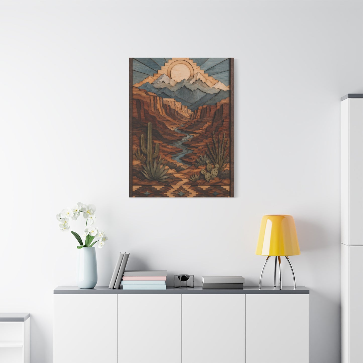 Layered Canyon Wood Mosaic Southwest Wall Art & Canvas Print