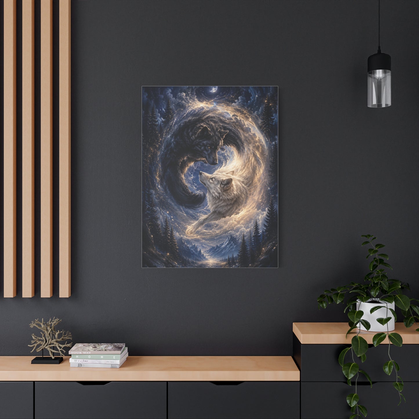 Celestial Wolf Pair Energy Vortex Wall Art & Canvas Print