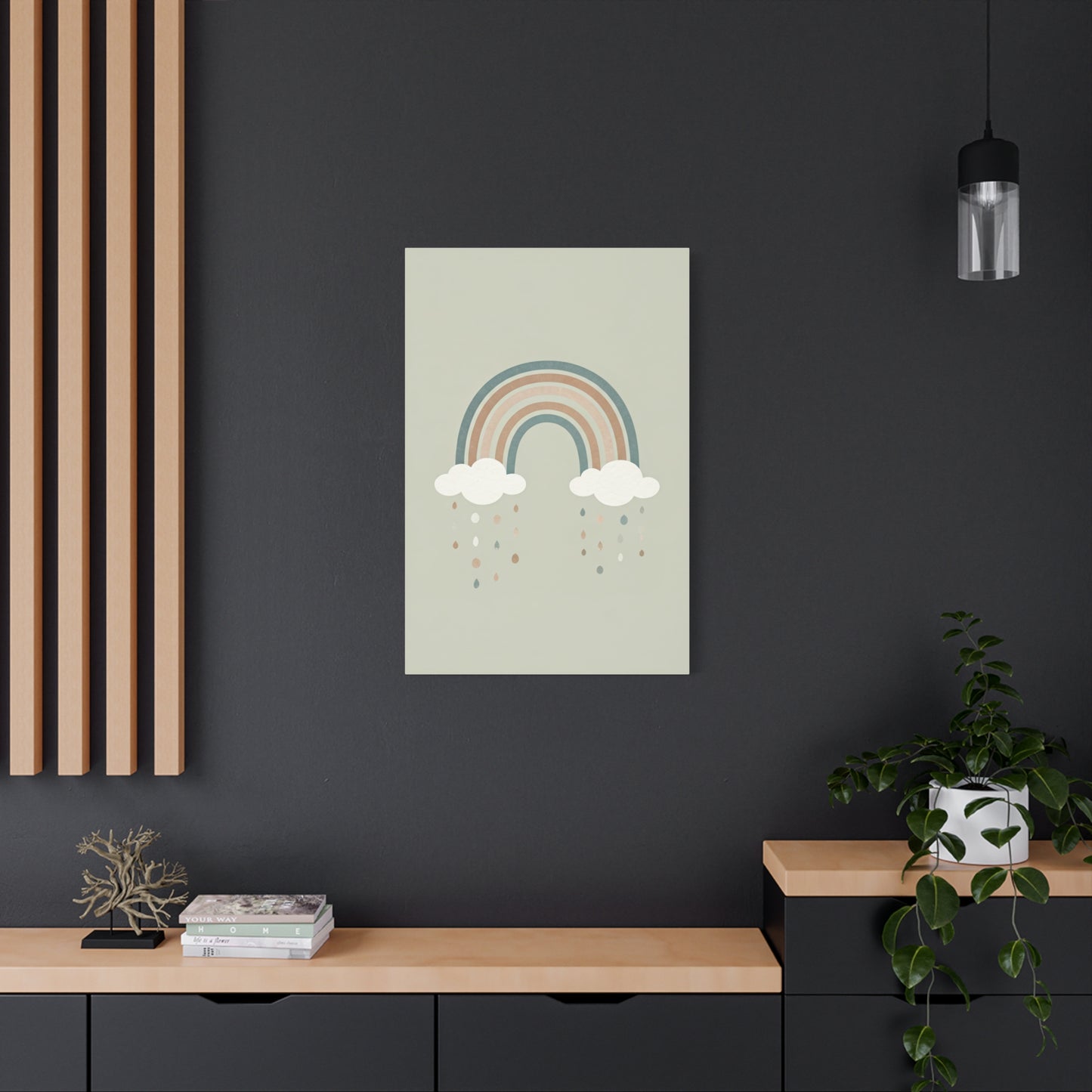 Pastel Rainbow & Clouds Nursery Wall Art & Canvas Print