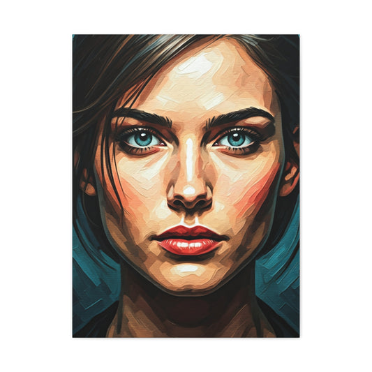 Piercing Azure Gaze Portrait Wall Art & Canvas Print