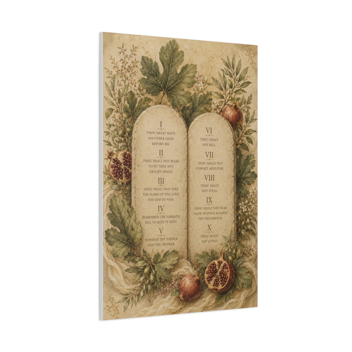 Ten Commandments Botanical Scripture Wall Art & Canvas Print