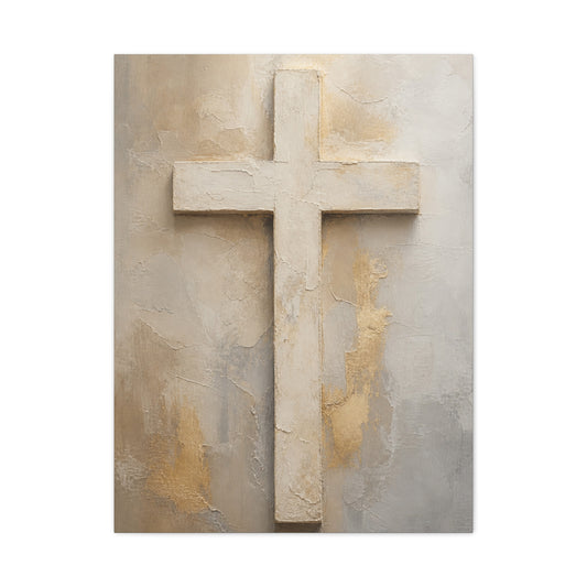 Minimal Ivory Christian Cross Wall Art & Canvas Print