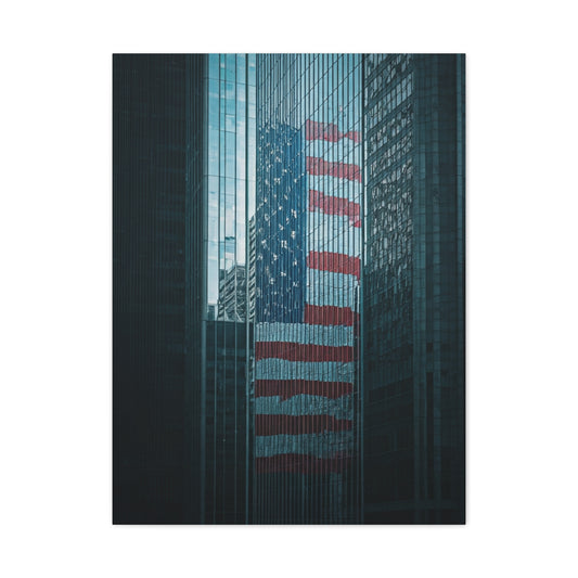 Urban Skyline Patriot Flag Reflection Wall Art & Canvas Prints
