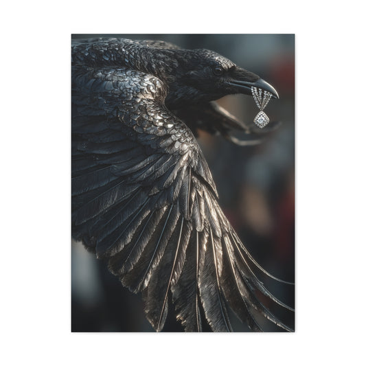 Crow Stealing Diamond Earring Wall Art & Canvas Print