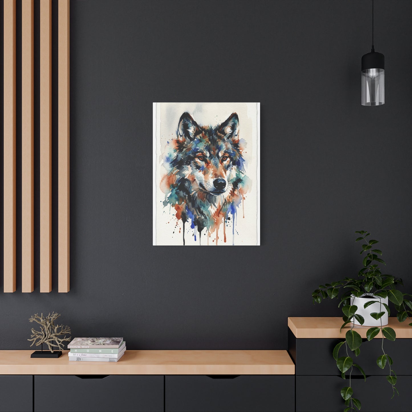 Watercolor Expression Wolf Portrait Abstract Wall Art & Canvas Print