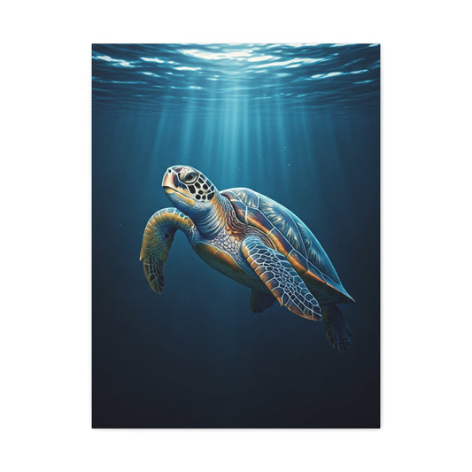 Sea Turtle Beneath Ocean Light Wall Art & Canvas Prints