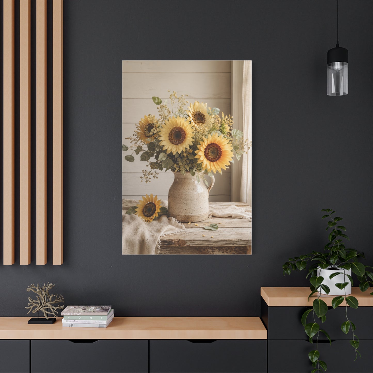 Soft Farmhouse Sunflower Bouquet Wall Art & Canvas Print