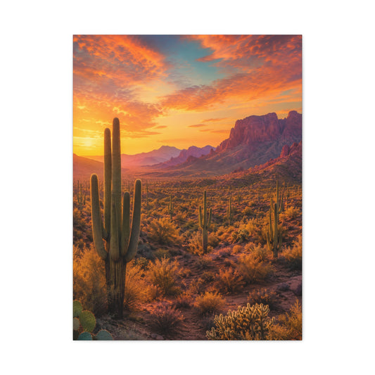Golden Hour Saguaro Desert Southwest Wall Art & Canvas Print