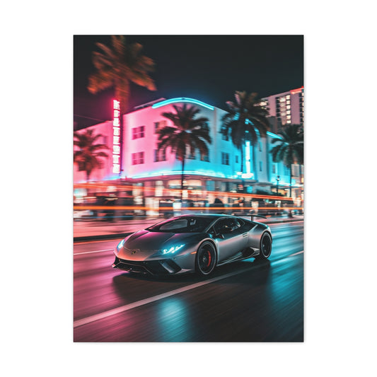 Lamborghini Huracán Neon Miami Nights Wall Art & Canvas Prints