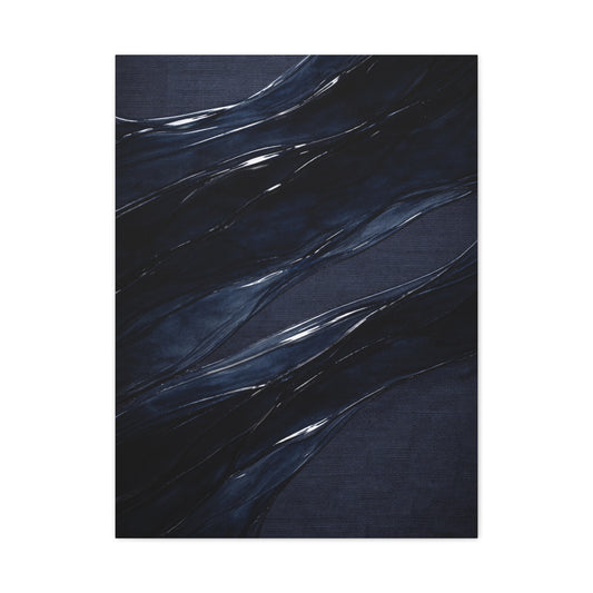 Fluid Navy Wave Abstraction Wall Art & Canvas Print