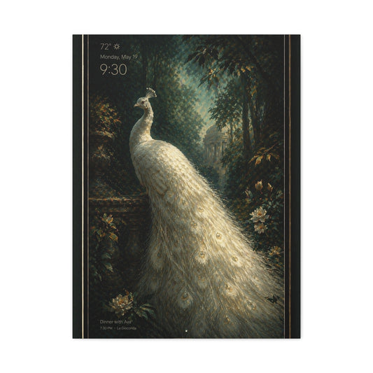 Digital White Peacock Forest Display Wall Art & Canvas Print
