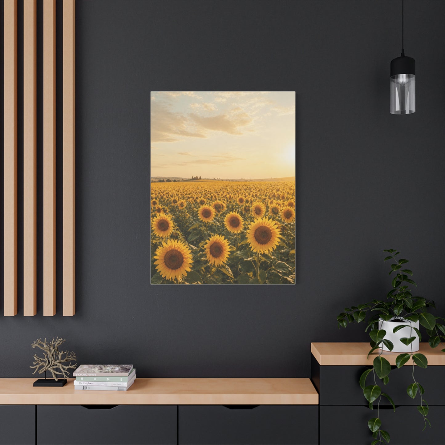 Golden Sunflower Field Horizon Landscape Wall Art & Canvas Print