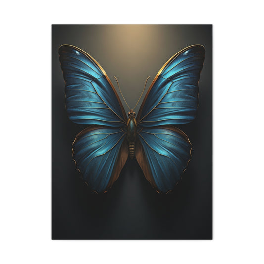Midnight Blue Butterfly Symmetry Portrait Wall Art & Canvas Prints
