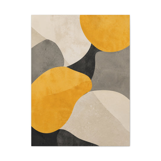 Pebble Form Mustard & Neutral Abstract Wall Art & Canvas Print