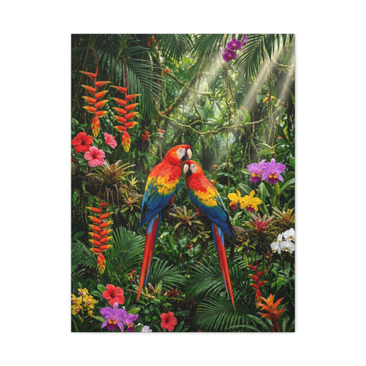Vibrant Jungle Parrot Paradise Tropical Wall Art & Canvas Print