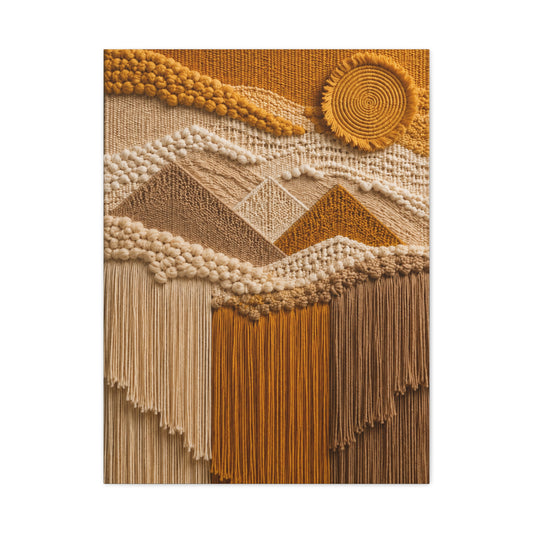Boho Mountain Fringe Textile Hanging Wall Art & Canvas Print
