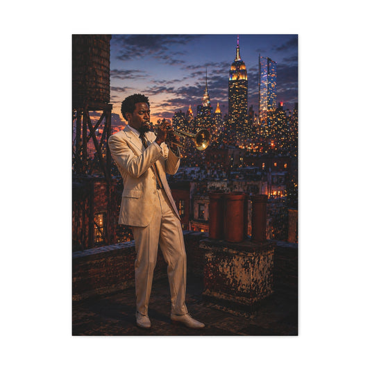Rooftop Jazz Manhattan Twilight Wall Art & Canvas Print