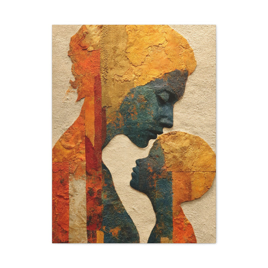 Mother and Child Textured Silhouette Wall Art & Canvas Print