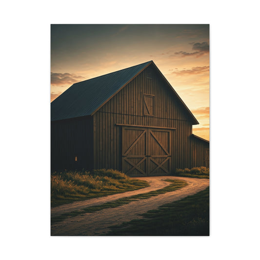 Country Road Barn at Dusk Wall Art & Canvas Prints