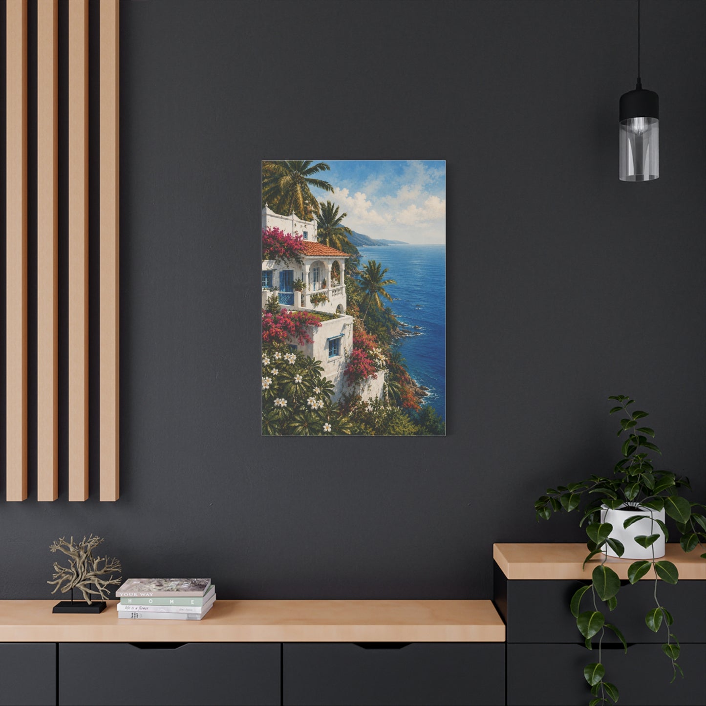 Mediterranean Coastal Villa Escape Tropical Wall Art & Canvas Print