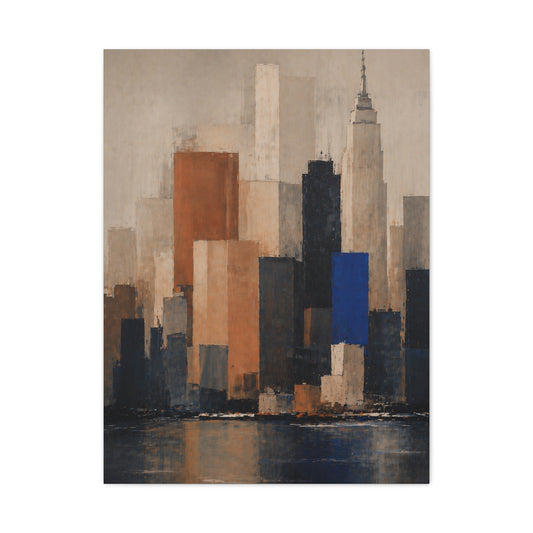 Modern Color Block Skyline Reflection Wall Art & Canvas Print