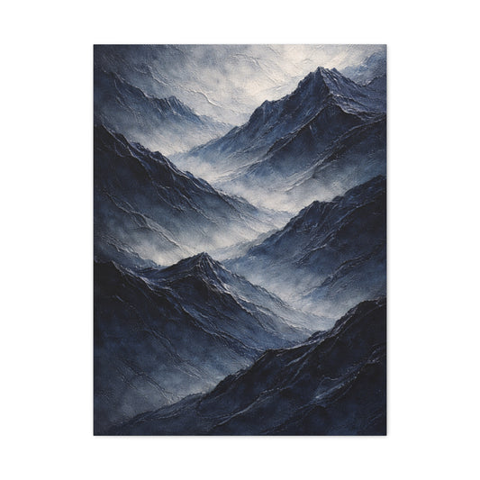 Textured Navy Mountain Horizon Wall Art & Canvas Print