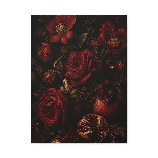 Dark Red Botanical Still Life Wall Art & Canvas Print